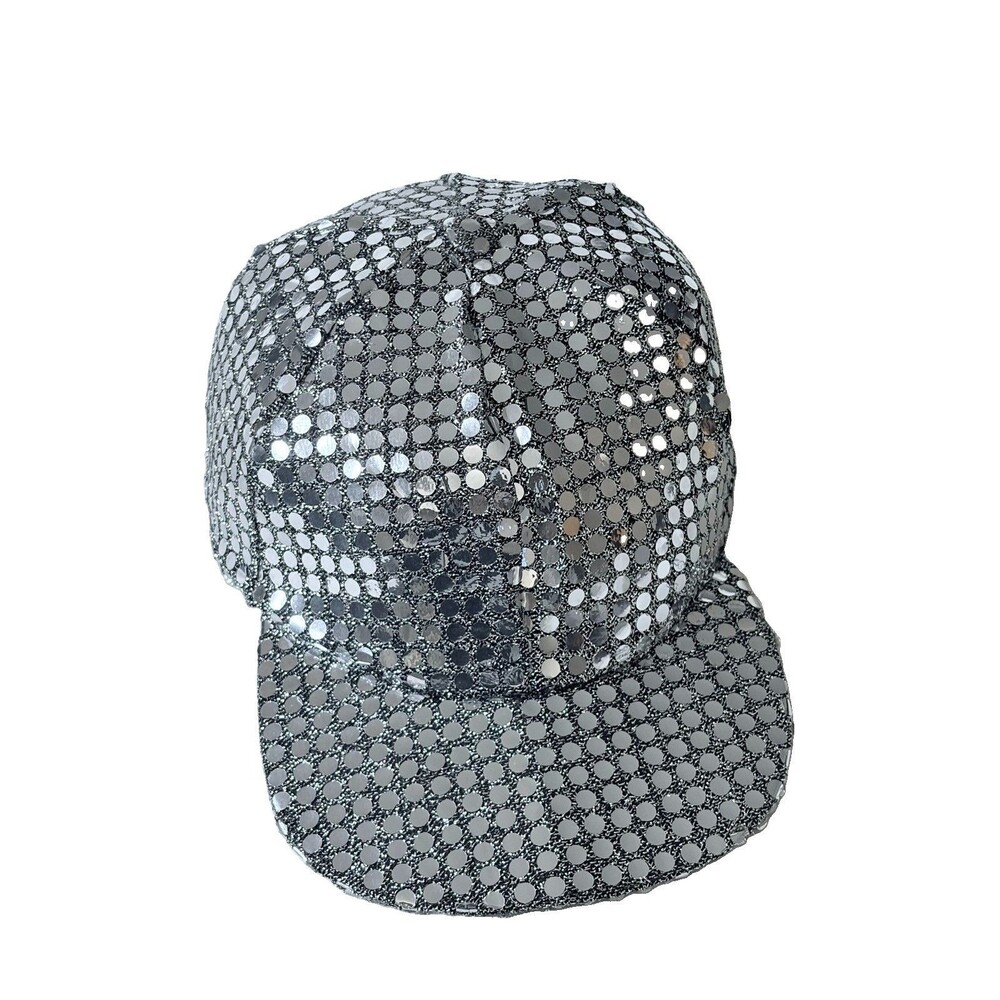 Unbranded Baseball Cap Women One Sz Silver Sequin Disco Sparkle Party Glam Hat